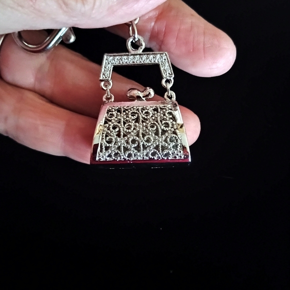 Orange Rhinestone Purse Keychain - Picture 3 of 7